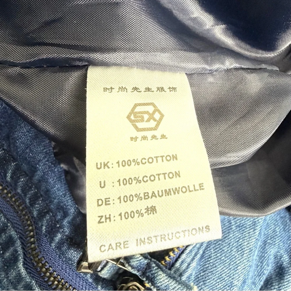 SX Denim Streetwear Moto Jacket with Studded Details